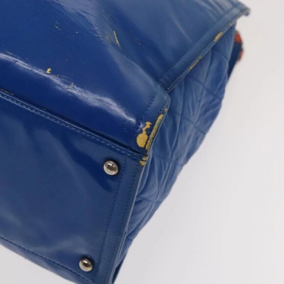 CHANEL Chain Tote Bag Patent leather Blue Silver CC - Picture 8 of 16